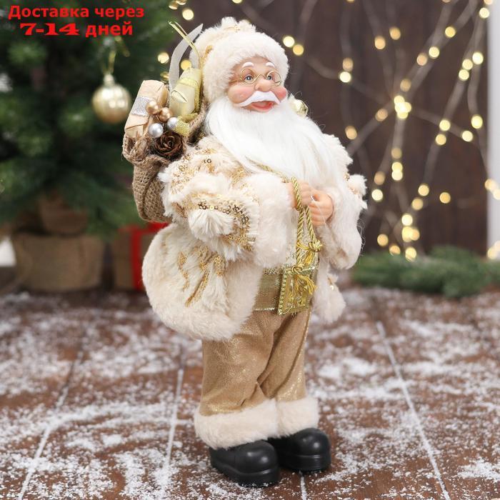 Дед Мороз "В бело-золотистом костюме блеск, с подарками" 15х30 см - фото 4 - id-p199387221