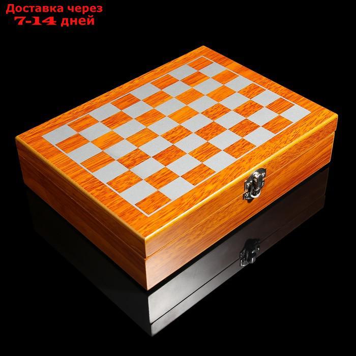 Набор 6 в 1: фляжка 8 oz, рюмка, воронка, кубики 5 шт, карты, шахматы, 18 х 24 см - фото 3 - id-p199386305