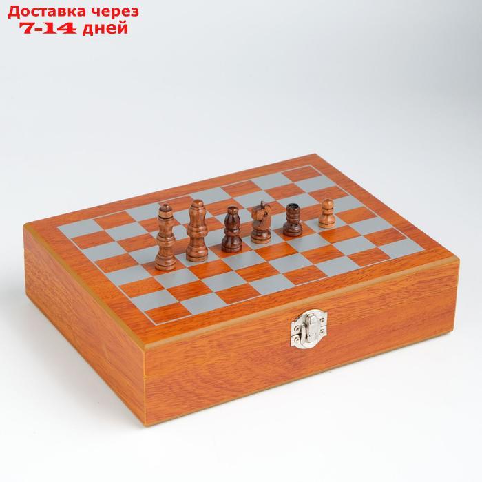 Набор 6 в 1: фляжка 8 oz, рюмка, воронка, кубики 5 шт, карты, шахматы, 18 х 24 см - фото 3 - id-p199386306