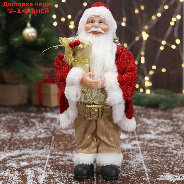 Дед Мороз "В золотисто-красном костюме, с ремешком, с подарками" 15х30 см - фото 1 - id-p199387239