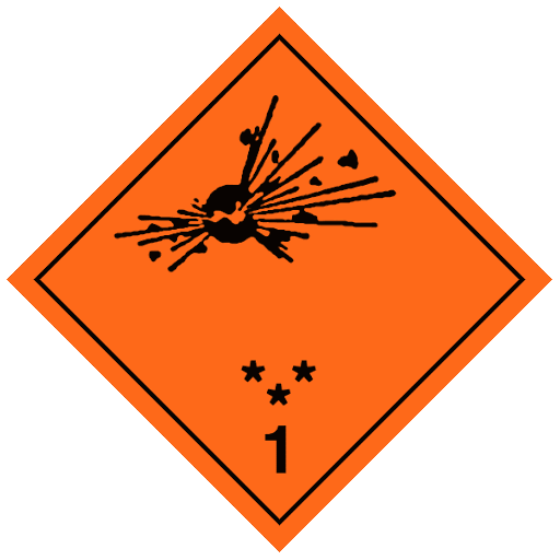Наклейка: Знак опасности 1 "Взрывчатые вещества и изделия" 300х300 мм - фото 1 - id-p199528057