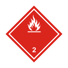 Наклейка информационная: Знак опасности 2.1 "Легковоспламеняющиеся газы" 250х250 мм (белые надпись и