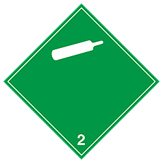 Наклейка: Знак опасности 2.2 "Невоспламеняющиеся, нетоксичные газы" 300х300 мм (белые надпись и изображение)