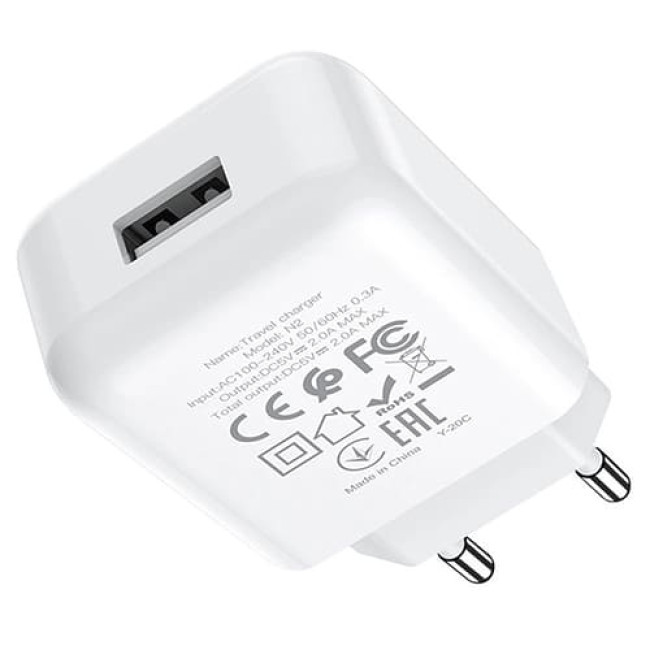 Зарядное устройство Hoco N2 1 USB 2.1A (Белый) - фото 4 - id-p199519273