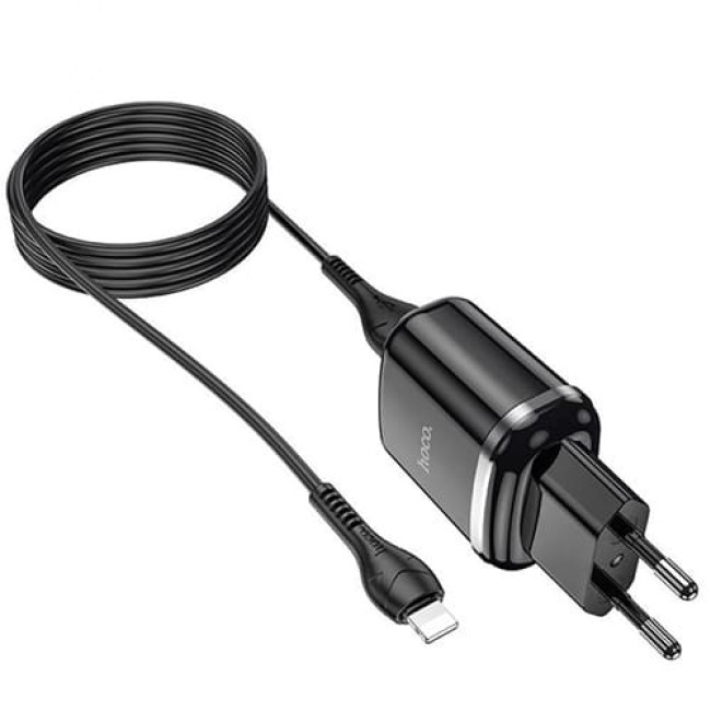 Зарядное устройство Hoco N4 Aspiring 2 USB 2.4A + Lightning кабель (Черный) - фото 2 - id-p199519274