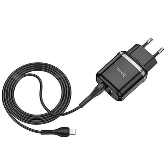 Зарядное устройство Hoco N4 Aspiring 2 USB 2.4A + Lightning кабель (Черный) - фото 3 - id-p199519274