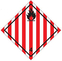 Наклейка: Знак опасности 4.1 "Легковоспламеняющиеся твердые вещества, самореактивные вещества и твердые