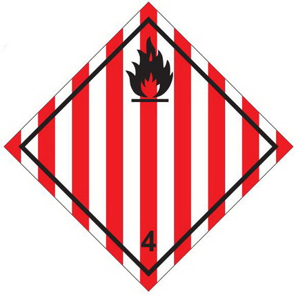 Наклейка: Знак опасности 4.1 (Легковоспламеняющиеся твердые вещества, самореактивные вещества и твердые, фото 2