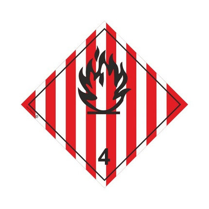 Наклейка: Знак опасности 4.1 (Легковоспламеняющиеся твердые вещества, самореактивные вещества и твердые, фото 2