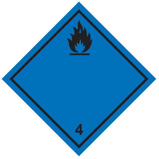 Наклейка: Знак опасности 4.3 (Вещества, выделяющие легковоспламеняющиеся газы при соприкосновении с водой)