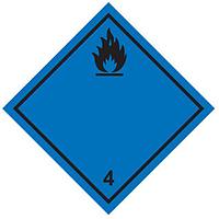 Наклейка: Знак опасности 4.3 "Вещества, выделяющие легковоспламеняющиеся газы при соприкосновении с водой"