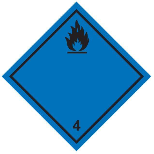 Наклейка: Знак опасности 4.3 "Вещества, выделяющие легковоспламеняющиеся газы при соприкосновении с водой" - фото 1 - id-p199528073