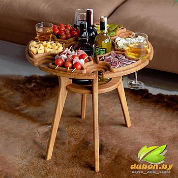 Напольный столик из дуба для вина, пива, виски или кальяна на 6 бокалов "Испания"