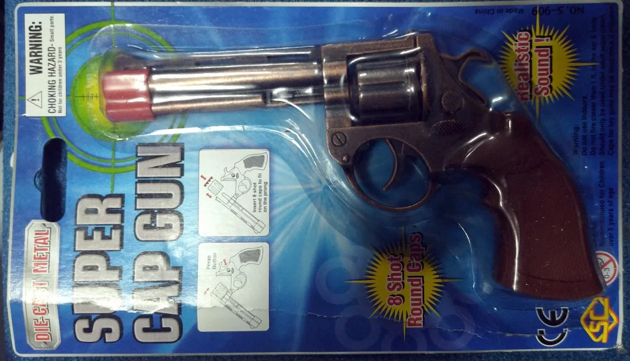 Детский металлический пистолет на пистонах 18 см - фото 1 - id-p199546763