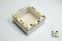 Коробка с прозрачным окном 200х200х80 Желто-черная (белое дно)