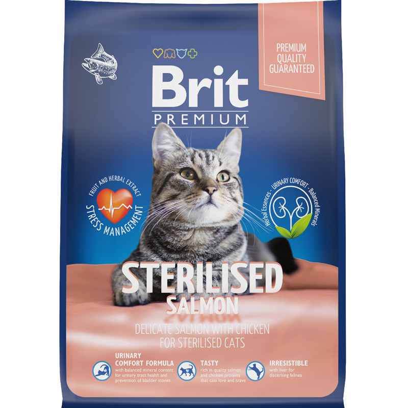 "Brit" Premium Cat Sterilized Salmon & Chicken с лососем и курицей для стерилизованных кошек 400г - фото 1 - id-p199548723