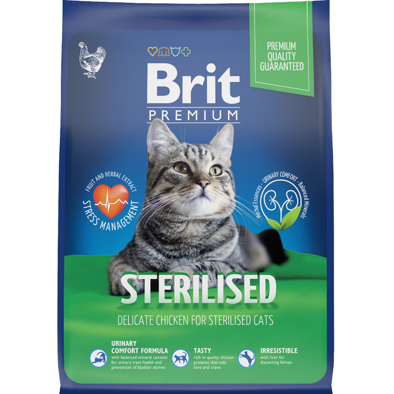 "Brit" Premium Cat Sterilized Chicken с курицей для стерилизованных кошек 400г - фото 1 - id-p199548726