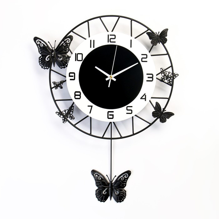 Часы настенные, серия: Маятник, "Бабочки", плавный ход, 35 х 51 см - фото 1 - id-p199550033