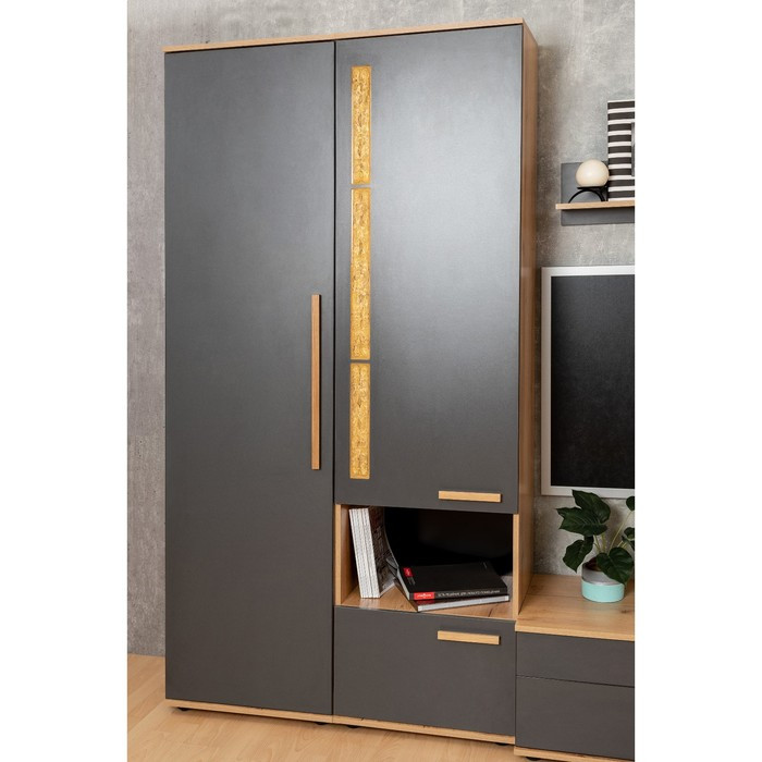Шкаф для одежды и белья Crown 8, 560 × 400 × 2113 мм, цвет дуб золотистый / графит - фото 5 - id-p199550166
