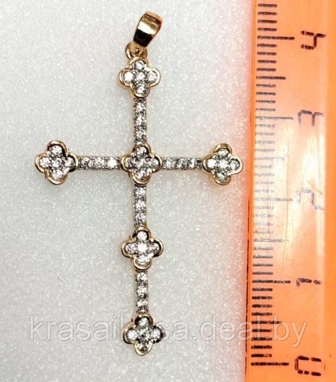 Кулон Xuping Крест со стразами женский красивый золотистый бижутерия Ксюпинг - фото 1 - id-p131828508