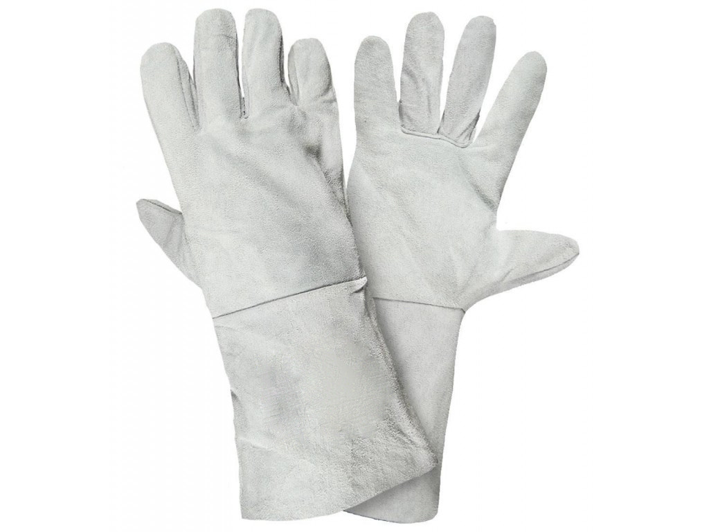 Перчатки кожаные(спилковые) СЕРЫЕ, длина: 35 см, размер 14
