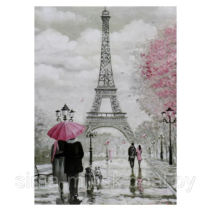 Картина-холст на подрамнике "Любовь в Париже" 50х70 см - фото 1 - id-p199551031