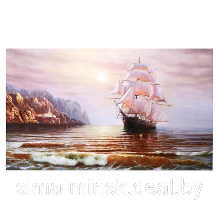 Картина на холсте "Морское плаванье на закате" 60х100 см - фото 1 - id-p199551150