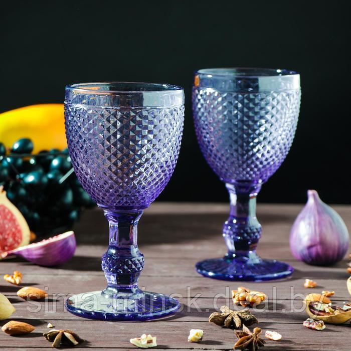 Набор бокалов стеклянных Magistro «Вилеро», 280 мл, 8×16 см, 2 шт, цвет фиолетовый - фото 1 - id-p199565718
