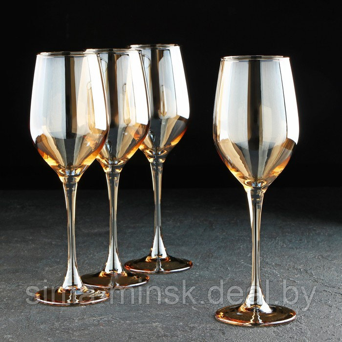 Набор бокалов для вина «Золотой мёд», 270 мл, 4 шт, цвет золотой - фото 2 - id-p199565783