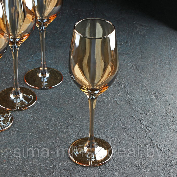 Набор бокалов для вина «Золотой мёд», 270 мл, 4 шт, цвет золотой - фото 3 - id-p199565783