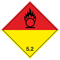 Наклейка: Знак опасности 5.2 «Органические пероксиды» 300х300 мм (чёрное изображение)