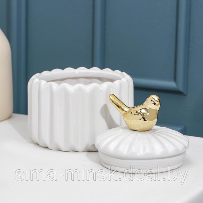 Банка керамическая для сыпучих продуктов Доляна «Золотое крыло», 700 мл, цвет белый - фото 3 - id-p199564755