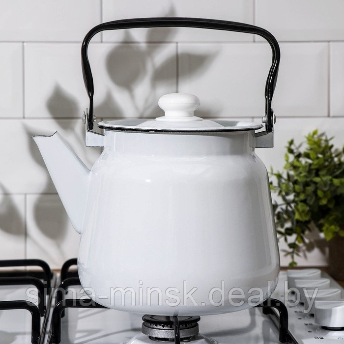 Чайник, 3,5 л, без деколи, эмалированная крышка, индукция, цвет белый - фото 5 - id-p199564113