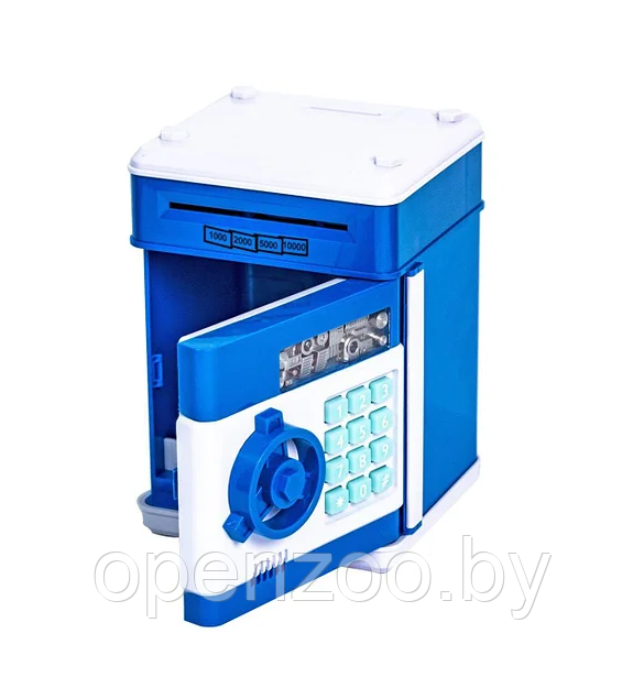 Электронная Копилка сейф Number Bank с купюроприемником и кодовым замком (звук) Синяя - фото 5 - id-p195609202