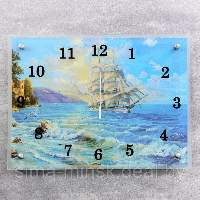Часы настенные, серия: Море, "Корабль", 30х40 см - фото 1 - id-p199556166