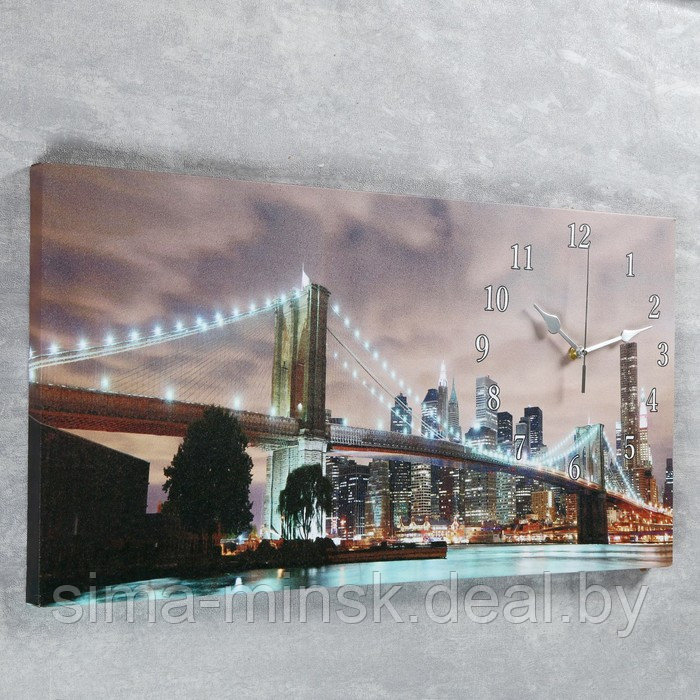 Часы-картина настенные, серия: Город, "Бруклинский мост", 40 х 76 см - фото 2 - id-p199556191