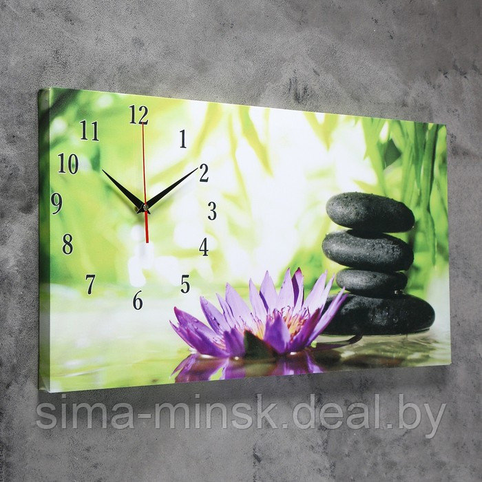 Часы-картина настенные, на холсте, серия: Цветы, "Цветы и камни", 40х76 см - фото 2 - id-p199556196