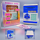 Электронная Копилка сейф Number Bank с купюроприемником и кодовым замком (звук) Синяя (с мелодией), фото 9