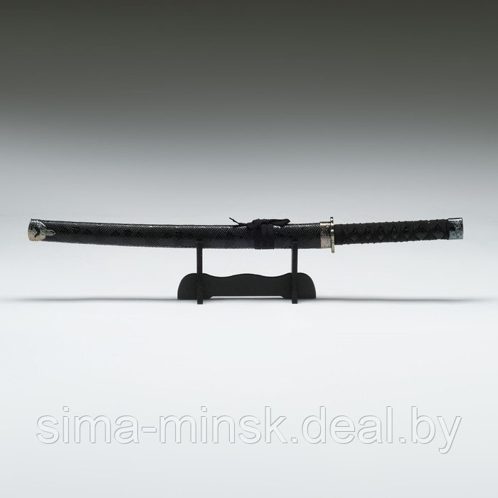 Сувенирное оружие «Катана», без подставки, чёрные ножны под змеиную кожу, 70 см - фото 1 - id-p199551770