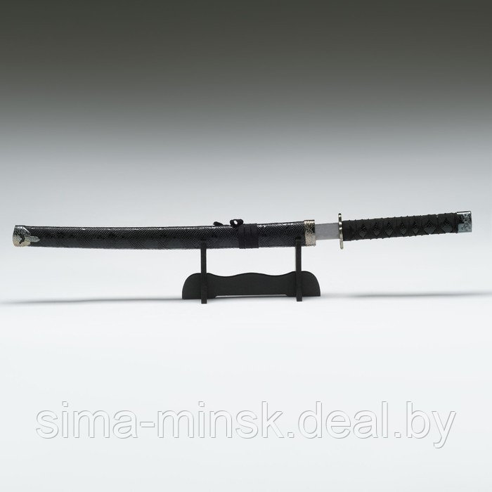 Сувенирное оружие «Катана», без подставки, чёрные ножны под змеиную кожу, 70 см - фото 2 - id-p199551770
