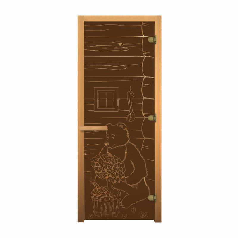 Дверь стеклянная Бронза Матовая Мишка 1900х700мм (8мм) правая - фото 1 - id-p199576393