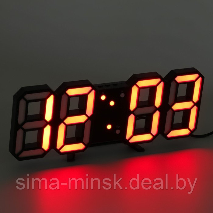 Часы электронные настольные, настенные "Цифры", красная индикация, 9 x 23 см, от USB - фото 4 - id-p199556313