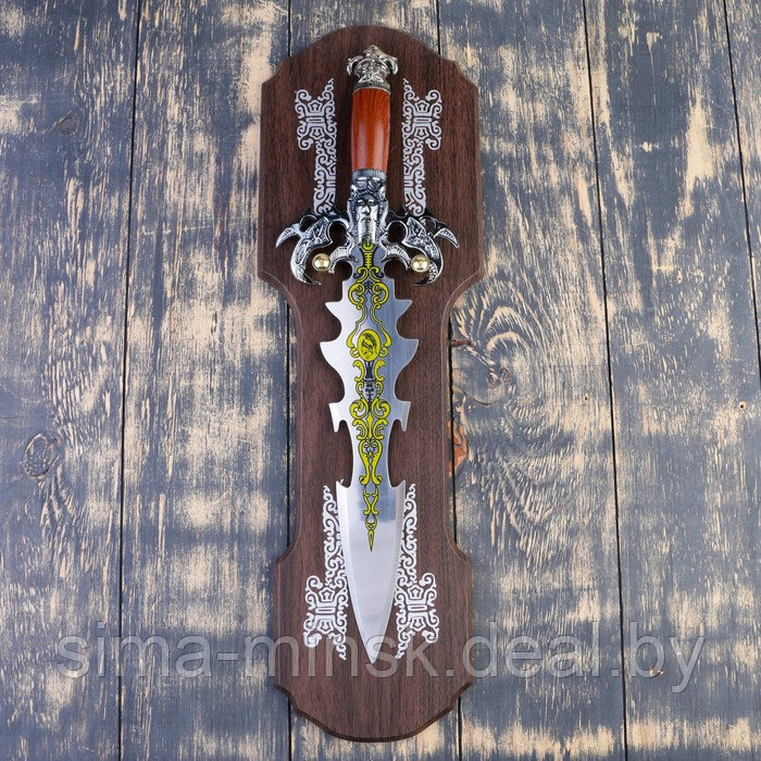 Сувенирный меч на планшете, резное лезвие с рисунком, когти орла на рукояти, клинок 41 см - фото 1 - id-p199551819