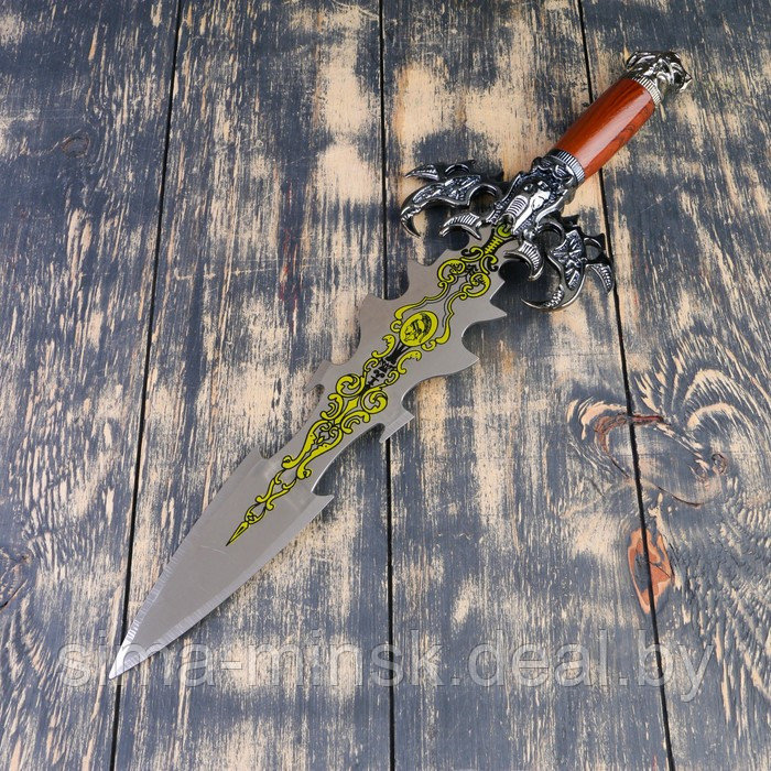 Сувенирный меч на планшете, резное лезвие с рисунком, когти орла на рукояти, клинок 41 см - фото 3 - id-p199551819