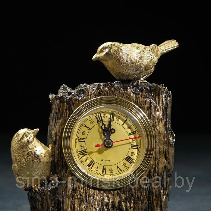 Часы настольные каминные "Две птички", 14 х 9 х 20 см, золото - фото 3 - id-p199556498