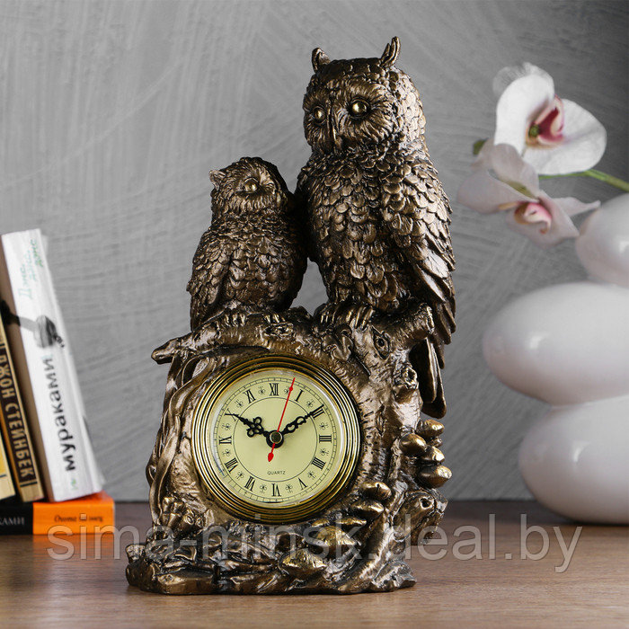 Часы настольные каминные "Две совы", золото - фото 1 - id-p199556512