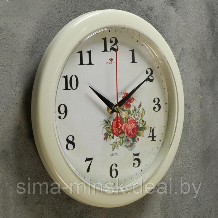 Часы настенные круглые "Розы", бежевый обод, 23 х 23 см Рубин - фото 2 - id-p199554057