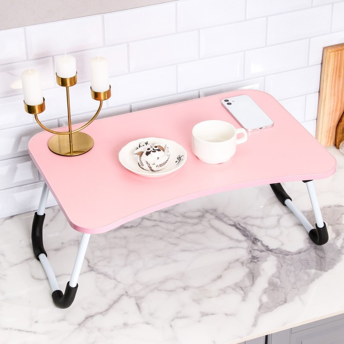 Столик - поднос для завтрака, для ноутбука, складной, розовый, 60х40 см - фото 2 - id-p199591263