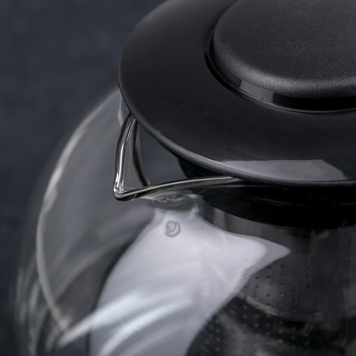 Чайник стеклянный заварочный «Иллюзия», 1,6 л, с металлическим ситом, цвет чёрный - фото 3 - id-p199590334