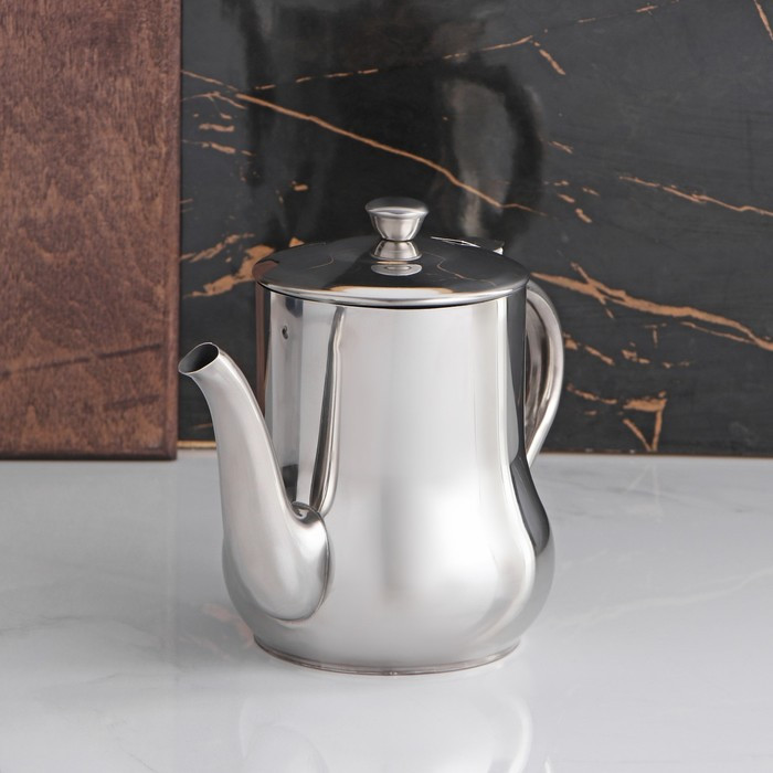 Чайник заварочный из нержавеющей стали «Султан», 950 мл, 201 сталь, цвет хромированный - фото 2 - id-p199590338